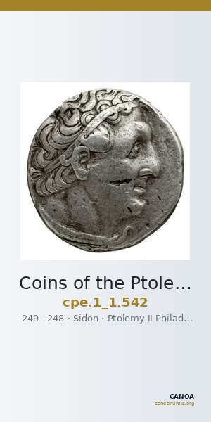 Coins of the Ptolemaic Empire Vol. I, Part 1, no. 542 — CANOA