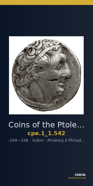 Coins of the Ptolemaic Empire Vol. I, Part 1, no. 542 — CANOA