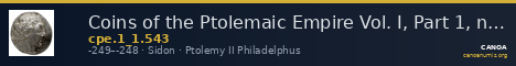 Coins of the Ptolemaic Empire Vol. I, Part 1, no. 543 — CANOA