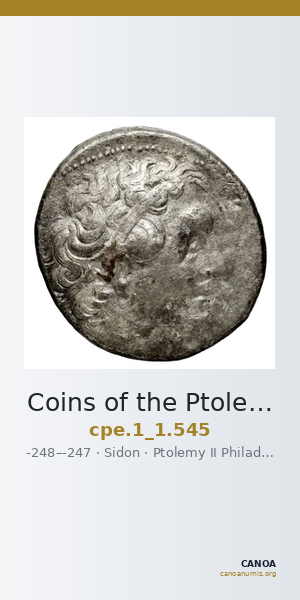 Coins of the Ptolemaic Empire Vol. I, Part 1, no. 545 — CANOA