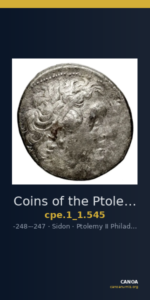 Coins of the Ptolemaic Empire Vol. I, Part 1, no. 545 — CANOA