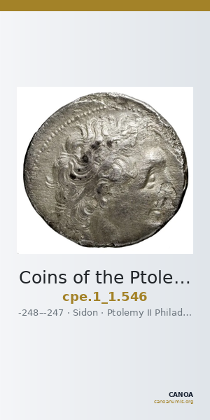 Coins of the Ptolemaic Empire Vol. I, Part 1, no. 546 — CANOA