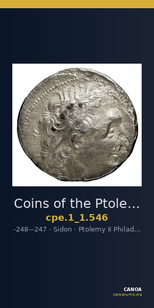 Coins of the Ptolemaic Empire Vol. I, Part 1, no. 546 — CANOA