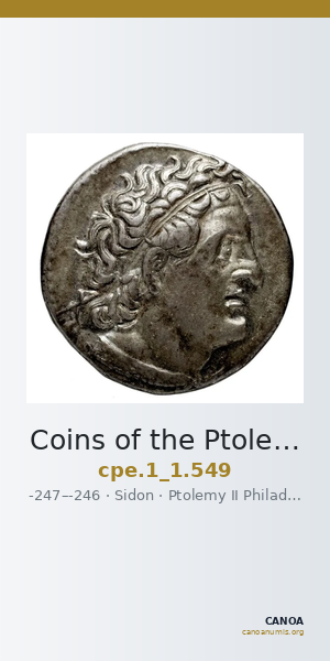 Coins of the Ptolemaic Empire Vol. I, Part 1, no. 549 — CANOA