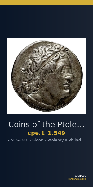 Coins of the Ptolemaic Empire Vol. I, Part 1, no. 549 — CANOA