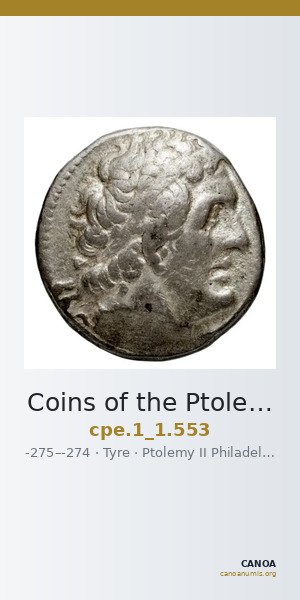 Coins of the Ptolemaic Empire Vol. I, Part 1, no. 553 — CANOA