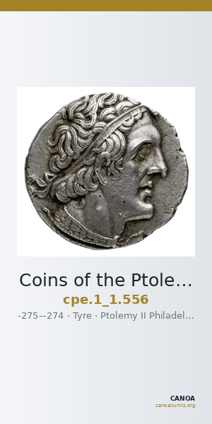 Coins of the Ptolemaic Empire Vol. I, Part 1, no. 556 — CANOA