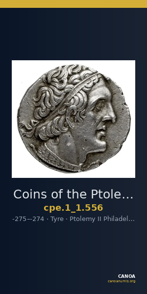 Coins of the Ptolemaic Empire Vol. I, Part 1, no. 556 — CANOA