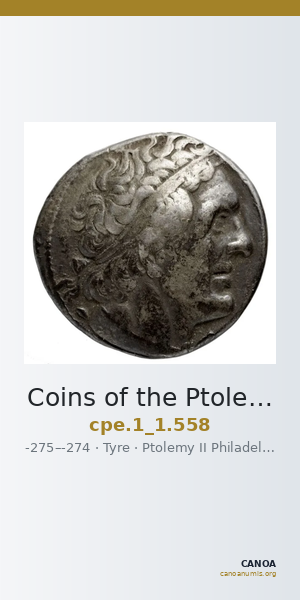 Coins of the Ptolemaic Empire Vol. I, Part 1, no. 558 — CANOA