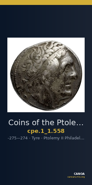 Coins of the Ptolemaic Empire Vol. I, Part 1, no. 558 — CANOA