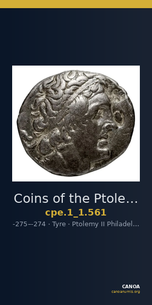 Coins of the Ptolemaic Empire Vol. I, Part 1, no. 561 — CANOA