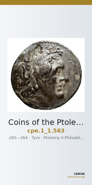 Coins of the Ptolemaic Empire Vol. I, Part 1, no. 563 — CANOA