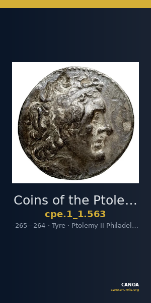 Coins of the Ptolemaic Empire Vol. I, Part 1, no. 563 — CANOA
