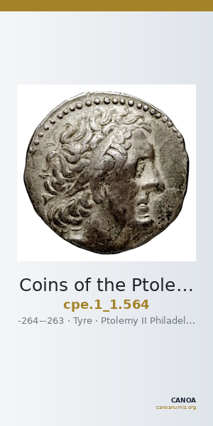 Coins of the Ptolemaic Empire Vol. I, Part 1, no. 564 — CANOA