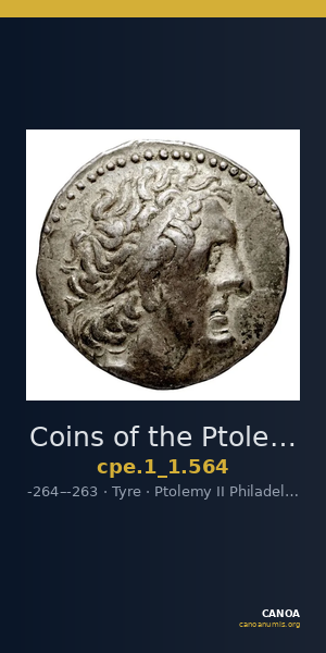 Coins of the Ptolemaic Empire Vol. I, Part 1, no. 564 — CANOA