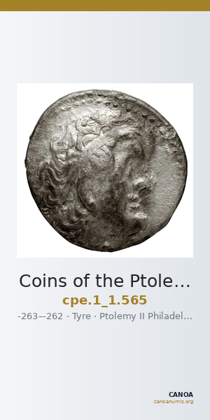 Coins of the Ptolemaic Empire Vol. I, Part 1, no. 565 — CANOA