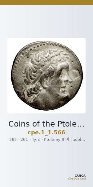 Coins of the Ptolemaic Empire Vol. I, Part 1, no. 566 — CANOA