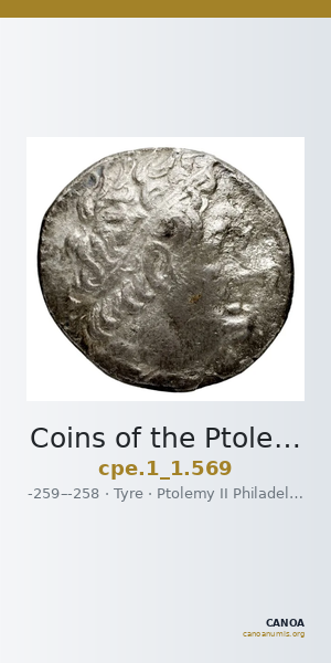 Coins of the Ptolemaic Empire Vol. I, Part 1, no. 569 — CANOA