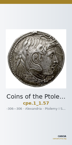 Coins of the Ptolemaic Empire Vol. I, Part 1, no. 57 — CANOA