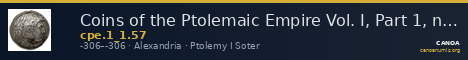 Coins of the Ptolemaic Empire Vol. I, Part 1, no. 57 — CANOA