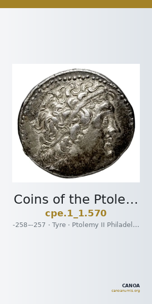 Coins of the Ptolemaic Empire Vol. I, Part 1, no. 570 — CANOA