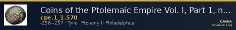 Coins of the Ptolemaic Empire Vol. I, Part 1, no. 570 — CANOA