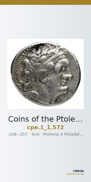Coins of the Ptolemaic Empire Vol. I, Part 1, no. 572 — CANOA