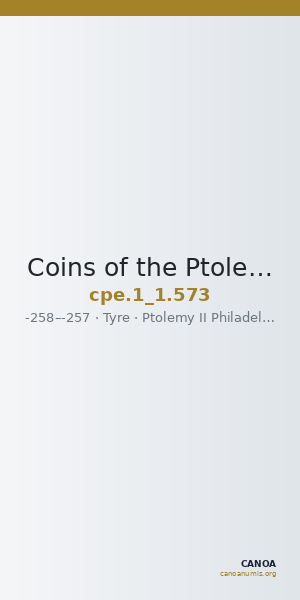 Coins of the Ptolemaic Empire Vol. I, Part 1, no. 573 — CANOA