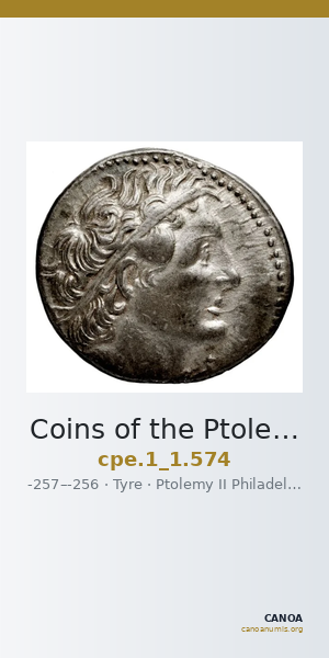 Coins of the Ptolemaic Empire Vol. I, Part 1, no. 574 — CANOA