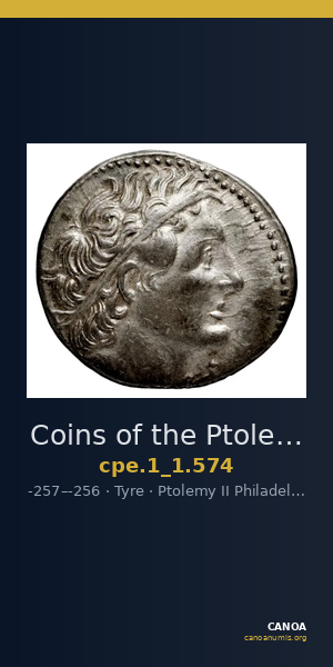 Coins of the Ptolemaic Empire Vol. I, Part 1, no. 574 — CANOA