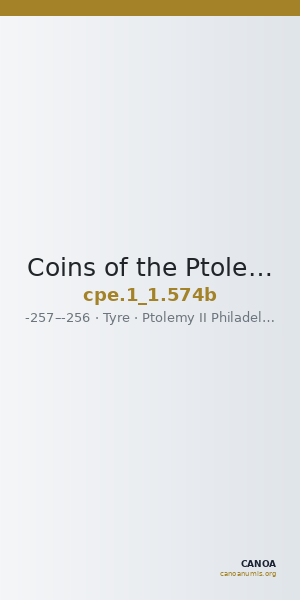 Coins of the Ptolemaic Empire Vol. I, Part 1, no. 574b — CANOA