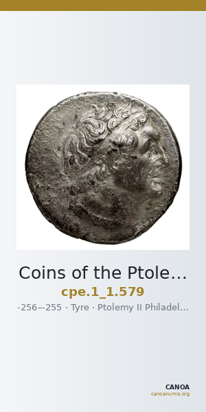 Coins of the Ptolemaic Empire Vol. I, Part 1, no. 579 — CANOA