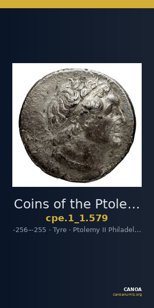 Coins of the Ptolemaic Empire Vol. I, Part 1, no. 579 — CANOA