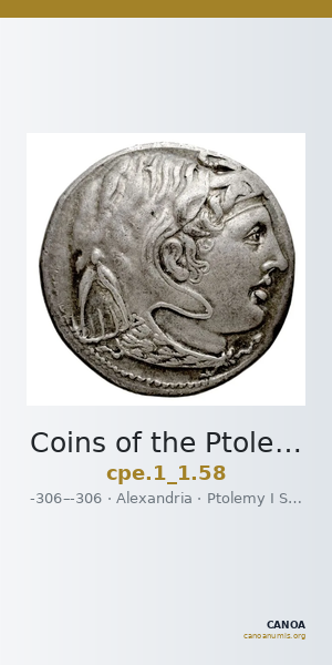 Coins of the Ptolemaic Empire Vol. I, Part 1, no. 58 — CANOA
