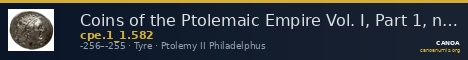 Coins of the Ptolemaic Empire Vol. I, Part 1, no. 582 — CANOA