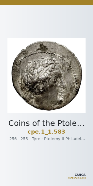 Coins of the Ptolemaic Empire Vol. I, Part 1, no. 583 — CANOA