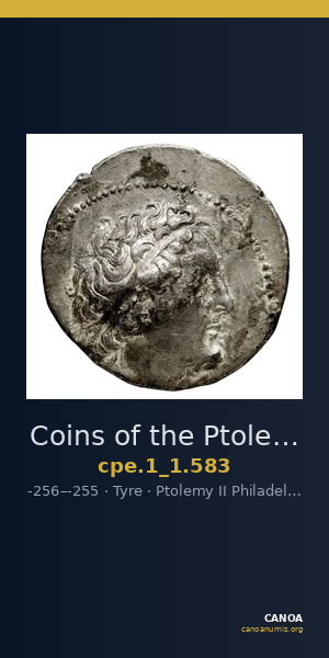Coins of the Ptolemaic Empire Vol. I, Part 1, no. 583 — CANOA