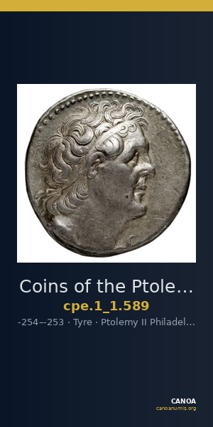 Coins of the Ptolemaic Empire Vol. I, Part 1, no. 589 — CANOA