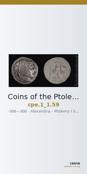 Coins of the Ptolemaic Empire Vol. I, Part 1, no. 59 — CANOA