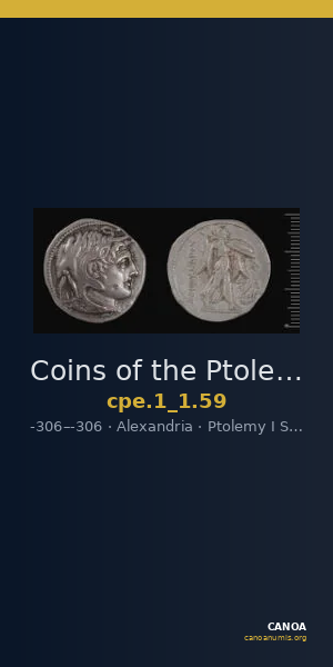 Coins of the Ptolemaic Empire Vol. I, Part 1, no. 59 — CANOA