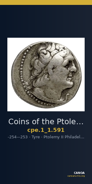 Coins of the Ptolemaic Empire Vol. I, Part 1, no. 591 — CANOA