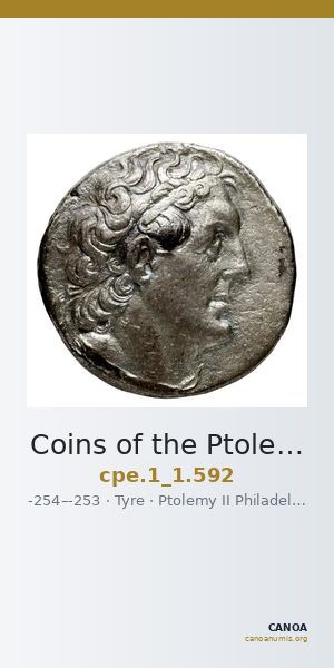 Coins of the Ptolemaic Empire Vol. I, Part 1, no. 592 — CANOA