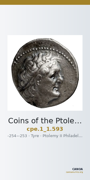 Coins of the Ptolemaic Empire Vol. I, Part 1, no. 593 — CANOA