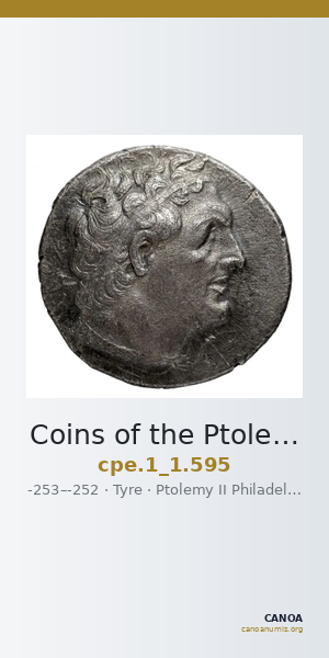 Coins of the Ptolemaic Empire Vol. I, Part 1, no. 595 — CANOA