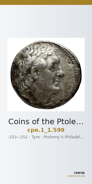 Coins of the Ptolemaic Empire Vol. I, Part 1, no. 599 — CANOA