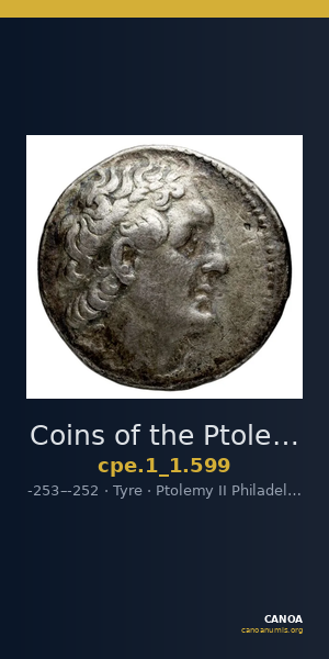 Coins of the Ptolemaic Empire Vol. I, Part 1, no. 599 — CANOA
