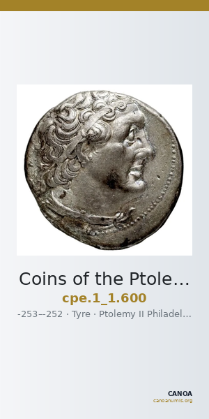 Coins of the Ptolemaic Empire Vol. I, Part 1, no. 600 — CANOA