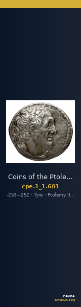 Coins of the Ptolemaic Empire Vol. I, Part 1, no. 601 — CANOA