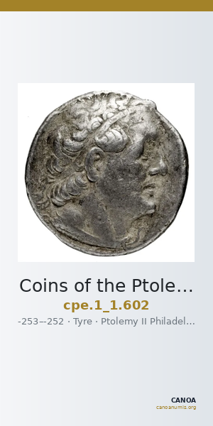 Coins of the Ptolemaic Empire Vol. I, Part 1, no. 602 — CANOA