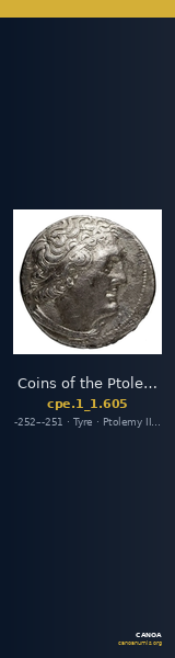 Coins of the Ptolemaic Empire Vol. I, Part 1, no. 605 — CANOA